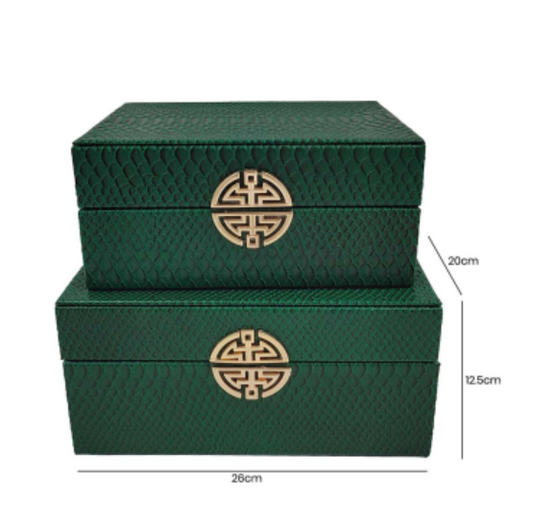 Green faux snake skin Jewellery boxes