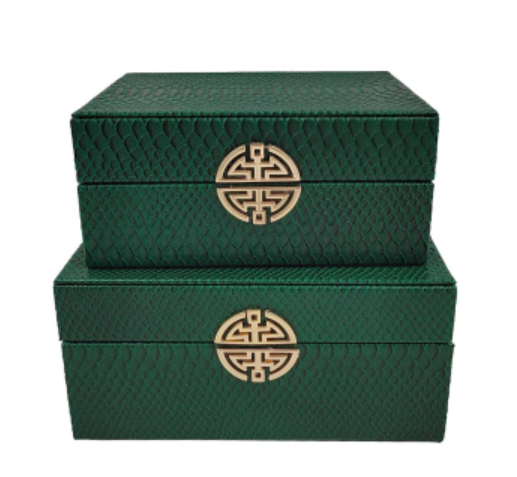 Green faux snake skin Jewellery boxes