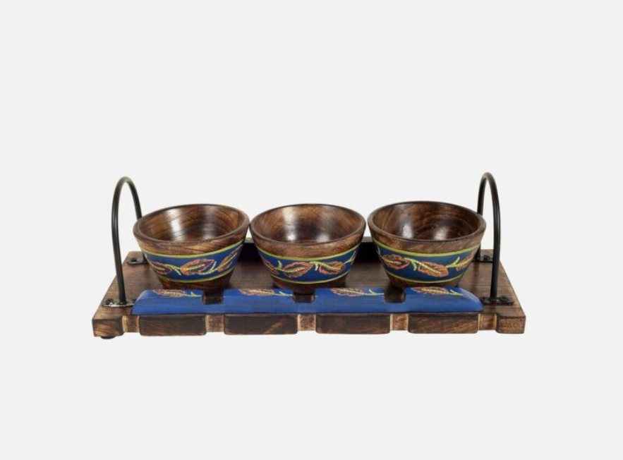 Bohemian Appetizer Serving Bowls with Tray